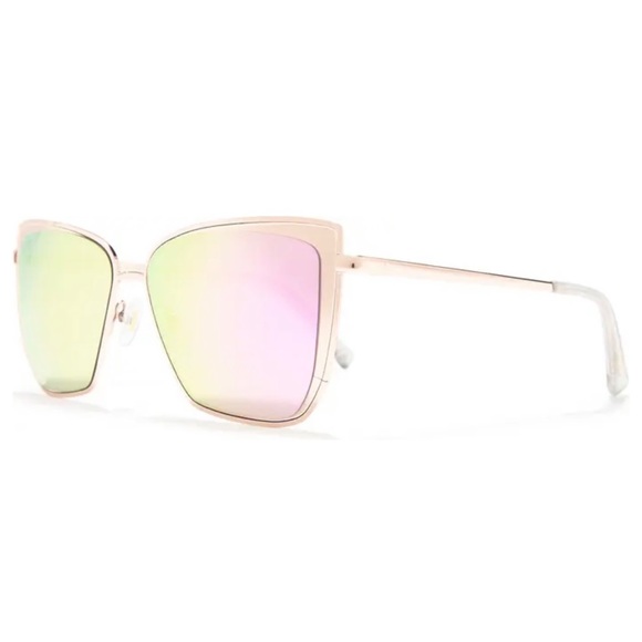 DIFF Grace Sunglasses Rose Gold Pink Iridescent Mirror Lenses Cateye NWT - Picture 3 of 10